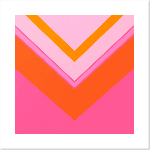 Pink and Orange, Geometric, Chevron, Pattern Wall Art by OneThreeSix